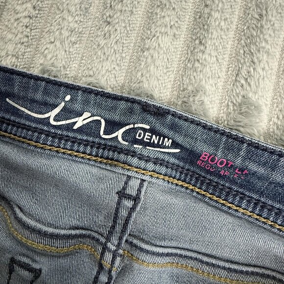 INC Jeans Womens 8P Boot Leg Regular Fit Blue Mid Rise Stretch Petite 30x28 - Picture 4 of 10